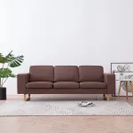 Canapea cu 3 locuri, maro, material textil GartenMobel Dekor