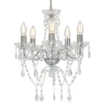 Candelabru cu mărgele de cristal, argintiu, rotund, 5 x E14 GartenMobel Dekor