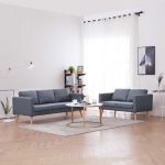Set canapele cu 2 locuri și 3 locuri, textil, gri închis  GartenMobel Dekor