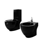 Set de toaletă & bideu, negru, ceramică GartenMobel Dekor