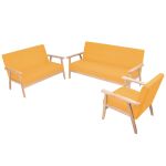Set canapea din 3 piese, material textil, galben GartenMobel Dekor