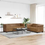 Set canapele Chesterfield cu 2 și 3 locuri, maro  GartenMobel Dekor