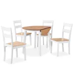 Set mobilier de bucătărie, 5 piese, MDF și lemn de hevea, alb GartenMobel Dekor