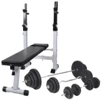 Bancă fitness cu rastel greutăți, set haltere/gantere, 120 kg GartenMobel Dekor