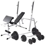 Bancă fitness cu rastel greutăți, set haltere/gantere, 120 kg GartenMobel Dekor