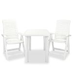 Set mobilier bistro, 3 piese, alb, plastic GartenMobel Dekor