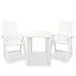 Set mobilier bistro, 3 piese, alb, plastic GartenMobel Dekor