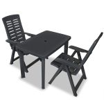 Set mobilier bistro, 3 piese, antracit, plastic GartenMobel Dekor