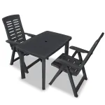 Set mobilier bistro, 3 piese, antracit, plastic GartenMobel Dekor
