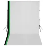 Set studio foto cu 3 fundaluri de bumbac, cadru reglabil, 3x5 m GartenMobel Dekor