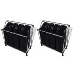 Coșuri sortare lenjerie cu saci, 2 buc., negru și gri GartenMobel Dekor