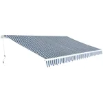 Copertină pliabilă, acționată manual, albastru/alb, 500 cm GartenMobel Dekor