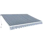 Copertină pliabilă cu acționare manuală, 350 cm, albastru/alb GartenMobel Dekor