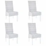 Scaune de bucătărie, 4 buc., alb, ratan Kubu & mango GartenMobel Dekor