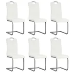 Scaune de bucătărie consolă, 6 buc., alb, piele ecologică GartenMobel Dekor