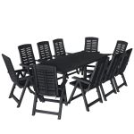 Set mobilier de exterior, 11 piese, antracit, plastic GartenMobel Dekor