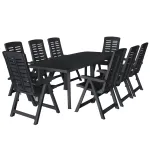 Set mobilier de exterior, 9 piese, antracit, plastic GartenMobel Dekor