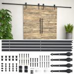 Set piese pentru uși glisante, negru, 2 x 183 cm, oțel GartenMobel Dekor