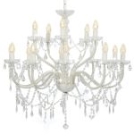 Candelabru cu 2 rânduri, alb, becuri 15 x E14 GartenMobel Dekor