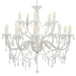 Candelabru cu 2 rânduri, alb, becuri 15 x E14 GartenMobel Dekor