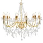 Candelabru cu mărgele, auriu, 12 becuri E14 GartenMobel Dekor