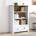 Bibliotecă, alb, 80x35x110 cm, lemn masiv de pin, gama Panama GartenMobel Dekor