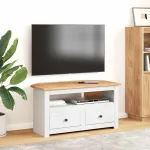 Comodă TV de colț alb 93x49x49 cm lemn masiv pin gama Panama GartenMobel Dekor