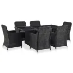 Set mobilier de exterior, 7 piese, negru, poliratan GartenMobel Dekor