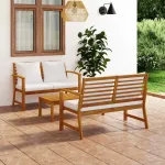 Set mobilier de grădină, cu perne, 3 piese, lemn masiv acacia GartenMobel Dekor