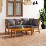 Set mobilier de grădină cu perne, 4 piese, lemn masiv de acacia GartenMobel Dekor