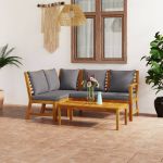 Set mobilier de grădină cu perne, 4 piese, lemn masiv de acacia GartenMobel Dekor