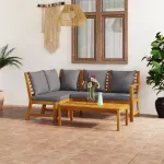Set mobilier de grădină cu perne, 4 piese, lemn masiv de acacia GartenMobel Dekor