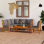 Set mobilier de grădină cu perne, 5 piese, lemn masiv acacia GartenMobel Dekor