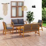 Set mobilier de grădină cu perne, 5 piese, lemn masiv acacia GartenMobel Dekor