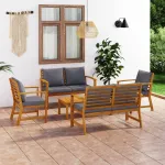Set mobilier de grădină cu perne, 5 piese, lemn masiv acacia GartenMobel Dekor