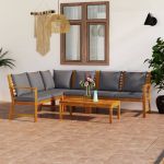 Set mobilier de grădină cu perne, 5 piese, lemn masiv acacia GartenMobel Dekor