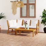 Set mobilier de grădină cu perne crem 4 piese lemn masiv acacia GartenMobel Dekor