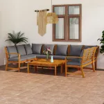 Set mobilier grădină cu perne, 9 piese, lemn masiv de acacia GartenMobel Dekor