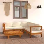 Set fotoliu de grădină cu 6 piese și perne, 100x60 cm, lemn de salcâm GartenMobel Dekor