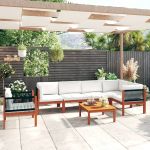 Set fotoliu de grădină cu 7 piese și perne, crem, 63x63 cm GartenMobel Dekor