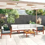 Set fotoliu de grădină cu 7 piese și perne, crem, 63x63 cm GartenMobel Dekor