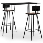 Set mobilier de bar, 3 piese, negru GartenMobel Dekor
