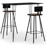 Set mobilier de bar, 3 piese, negru GartenMobel Dekor