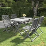 Set mobilier de grădină, 5 piese, gri, lemn masiv de acacia GartenMobel Dekor
