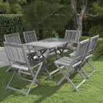 Set mobilier de grădină, 7 piese, gri, lemn masiv de acacia GartenMobel Dekor