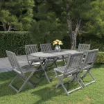 Set mobilier de grădină, 7 piese, gri, lemn masiv de acacia GartenMobel Dekor