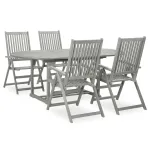 Set mobilier de grădină cu 5 piese (150-200) x 100 cm, lemn masiv de acacia, gri GartenMobel Dekor