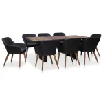 Set mobilier de grădină cu perne, 9 piese, negru, poliratan GartenMobel Dekor