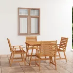 Set mobilier de masă pentru grădină, 5 piese, lemn masiv acacia GartenMobel Dekor