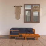 Set mobilier grădină perne gri închis, 5 piese, lemn acacia GartenMobel Dekor